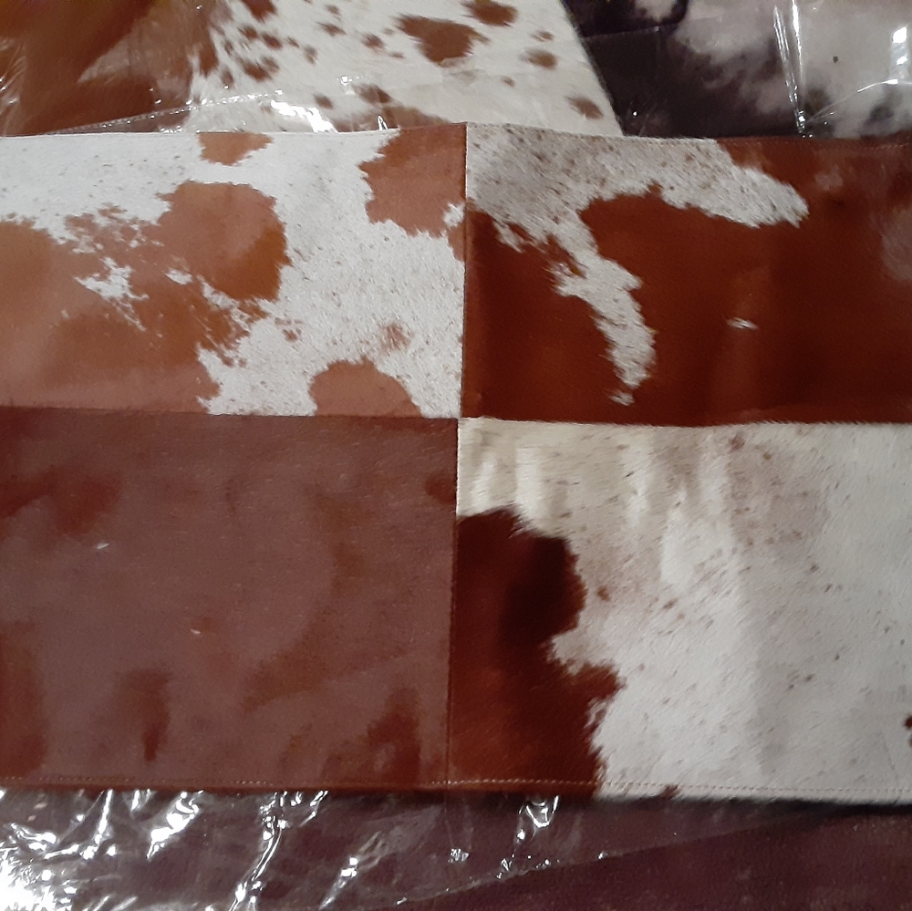 Rectangle Cow Fur Leather 16x24 Throw pillow case